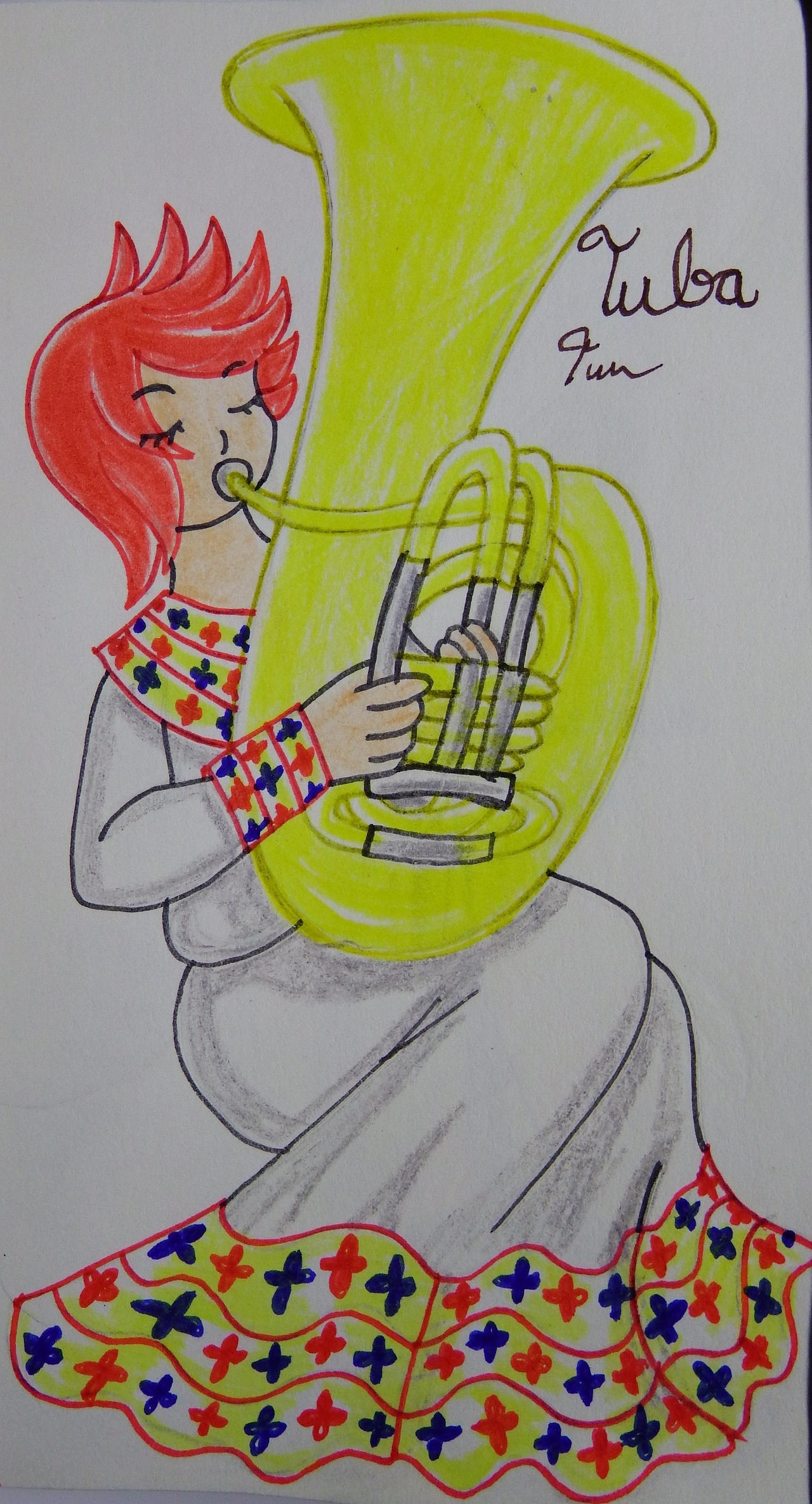 Anime Girl Playing the Tuba by artsysister on DeviantArt