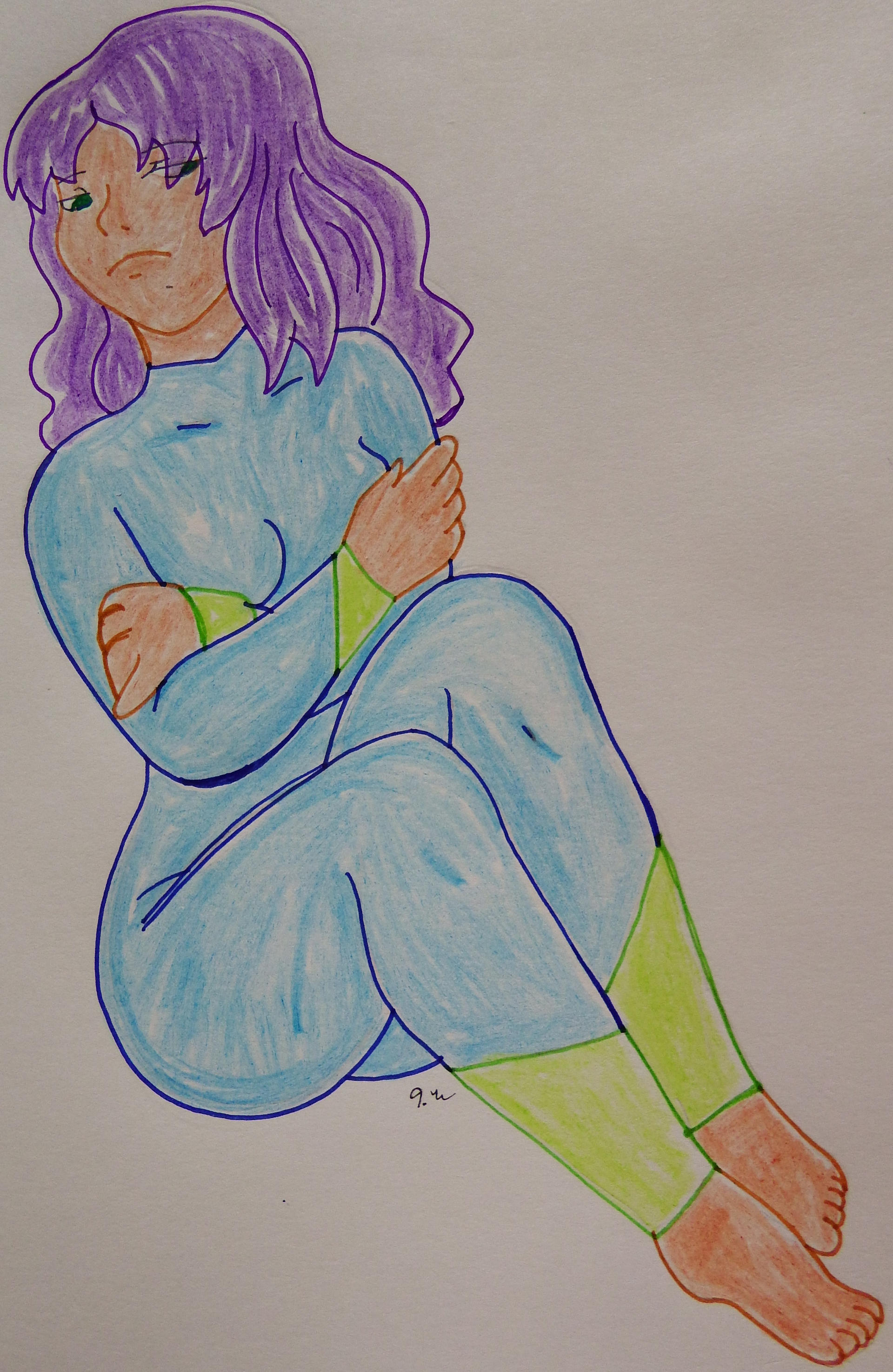 Artsy Sister Anime Drawing Cold Sitting Down Pose by artsysister on