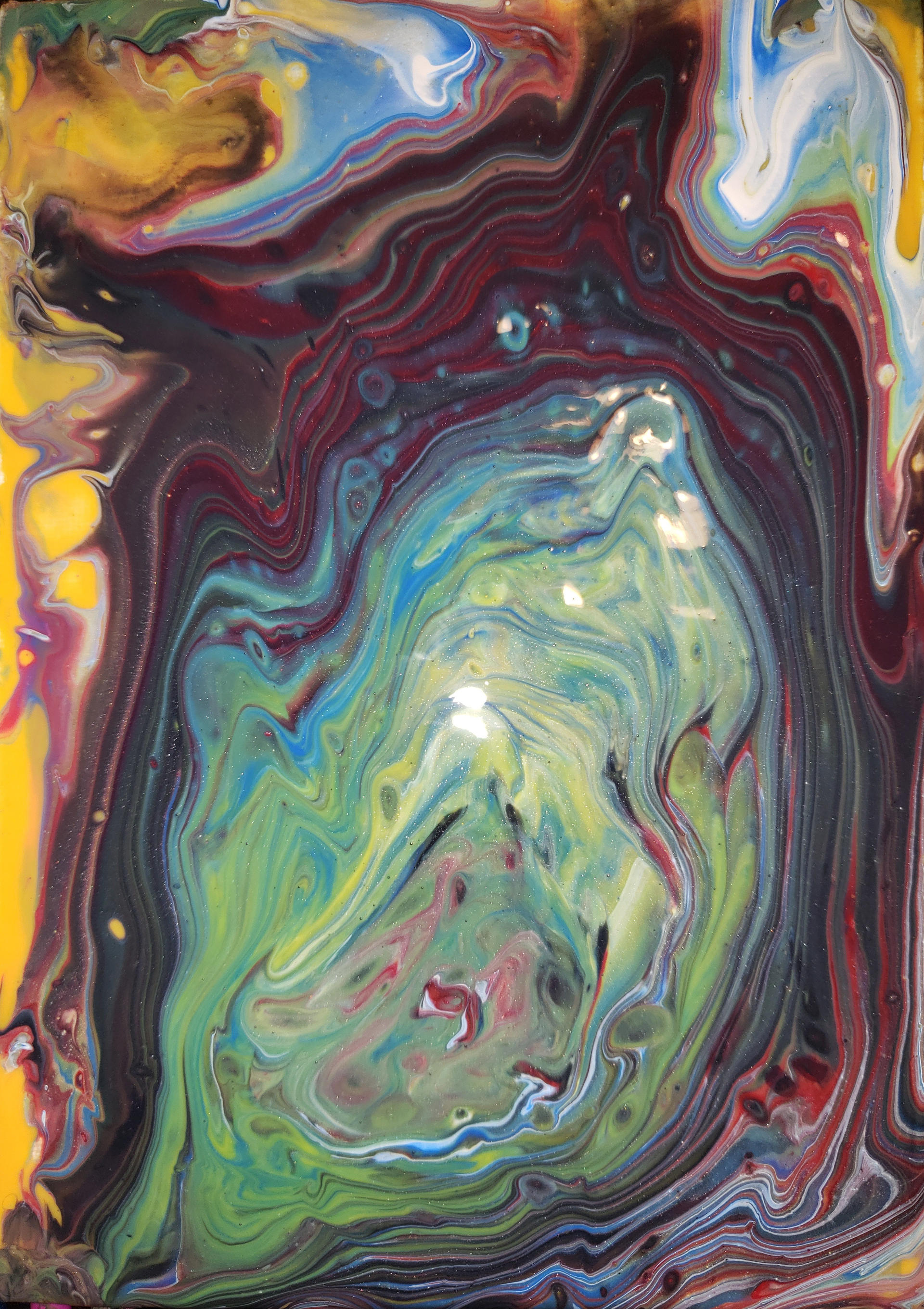 Swirl Puddle Pouring Abstract in Green and Red by artsysister on DeviantArt