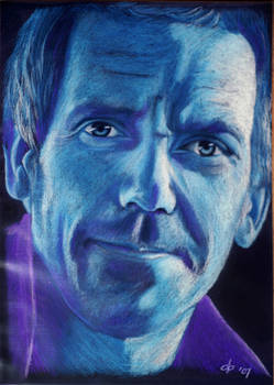 Hugh Laurie blue pastel