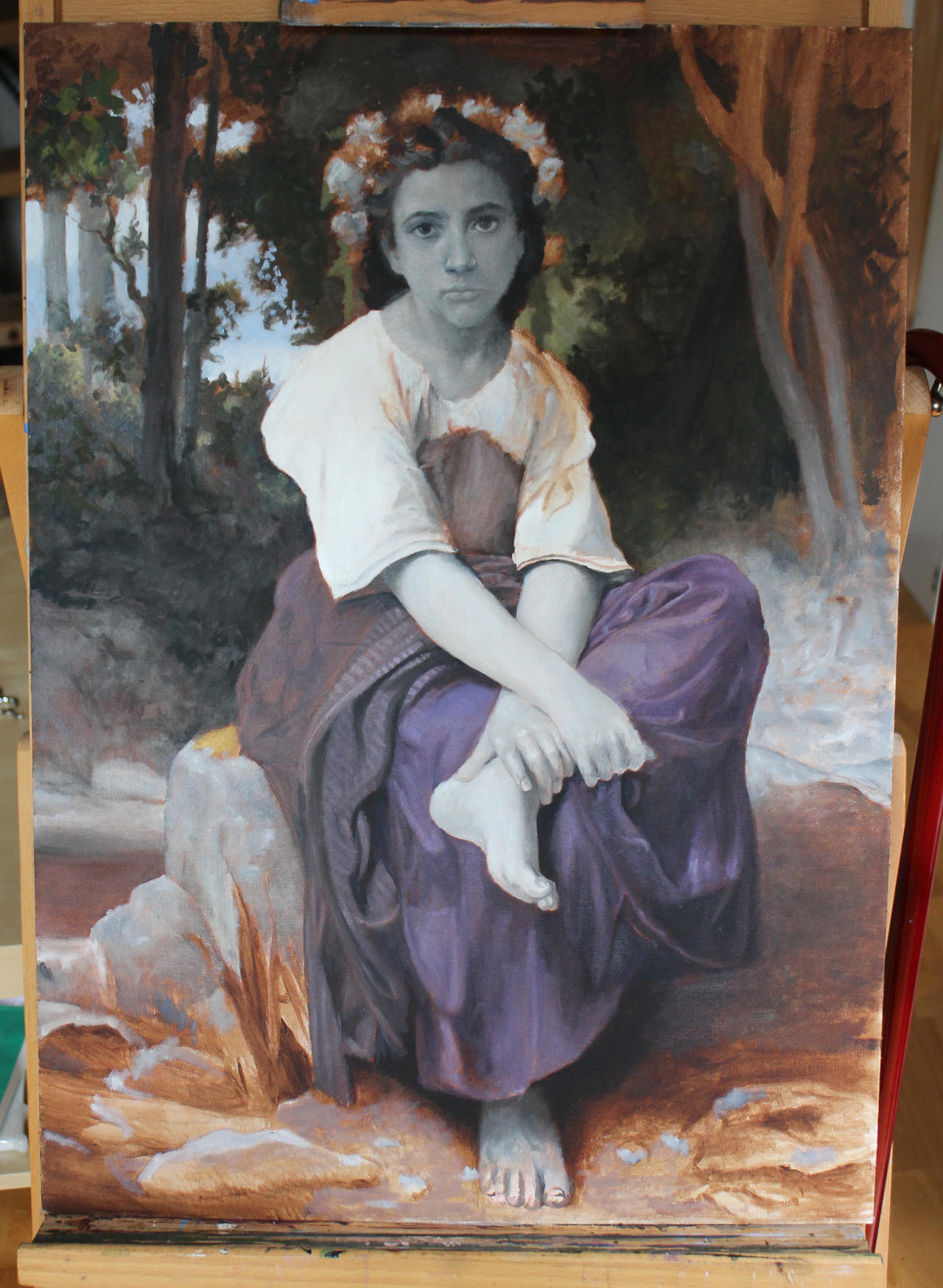 Au bord du Ruisseau - Bouguereau copy. WIP