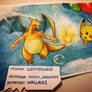 Charizard and Pikachu flying