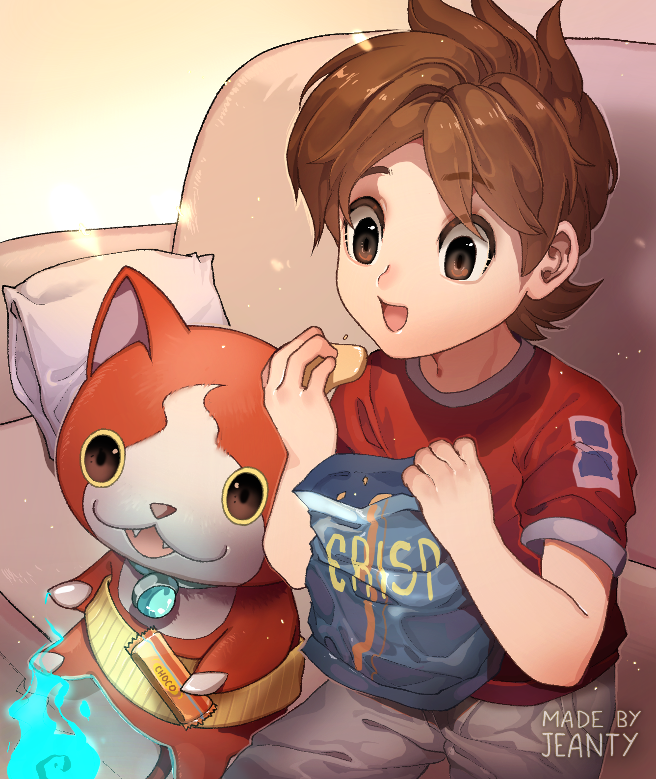 Help:Trying to find these fanarts of kyubi & nate : r/yokaiwatch