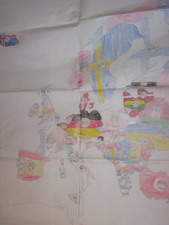 Part of my giant Hetalia map, Europe...most of it