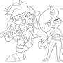 Commission Lineart Julie-Su and Zeena