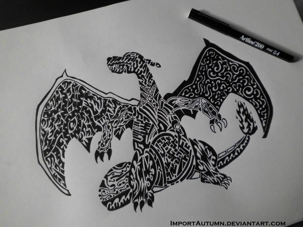 CHARIZARD Tribal Style Tattoo Design by ImportAutumn on DeviantArt