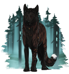 Wolf in foggy forest (rew)