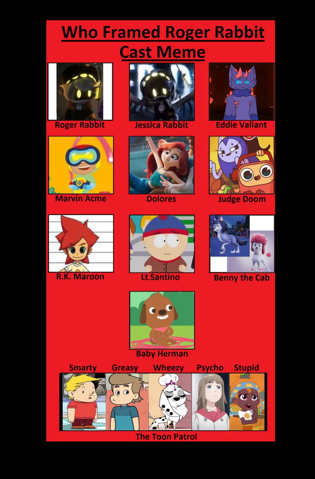 roger rabbit cast meme by casandraeevee86 on DeviantArt