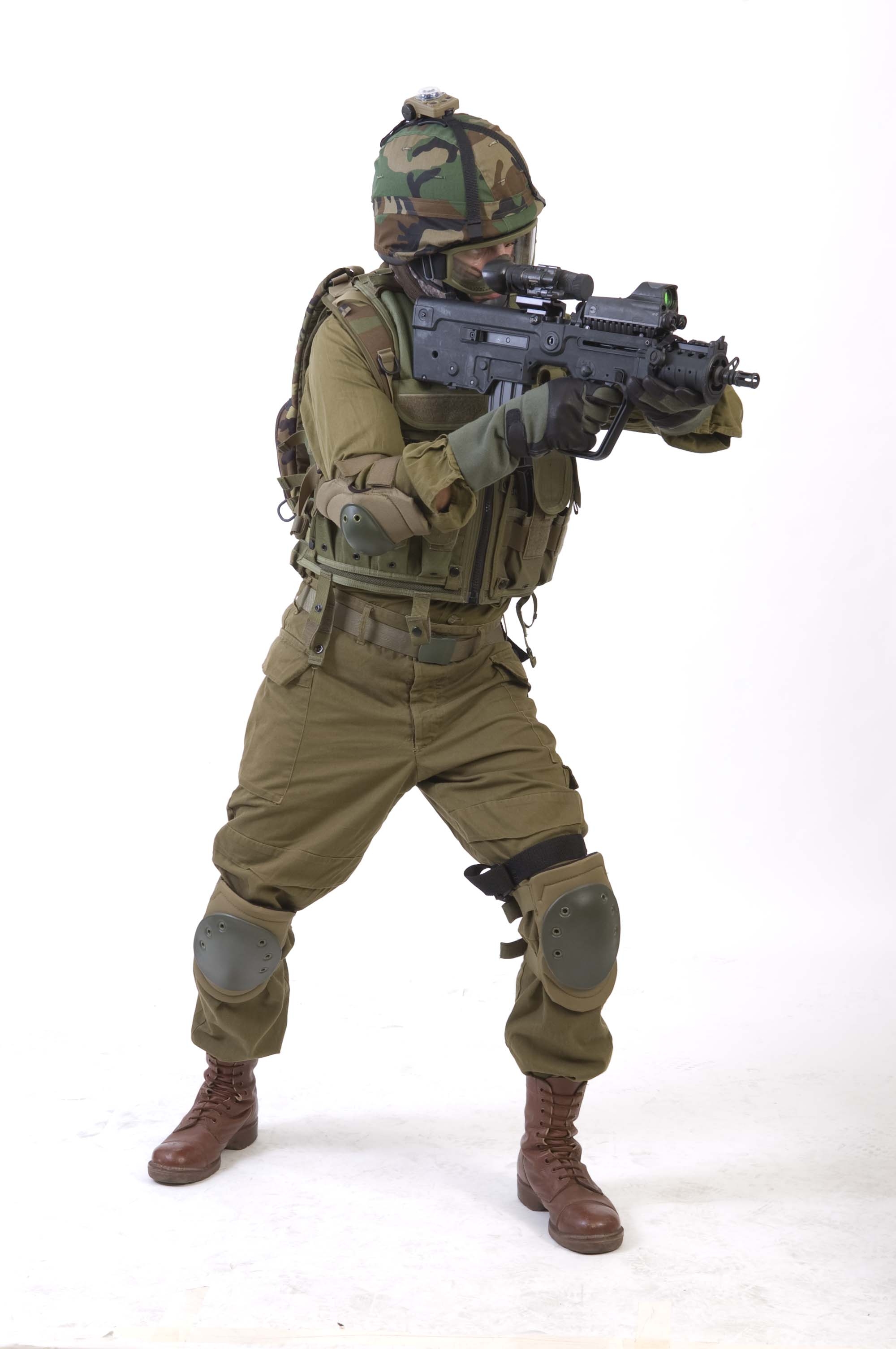 Soldier wielding an IWI X95 with a MOR Sight