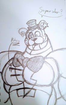 (sketch) glamrock Freddy eating pokey