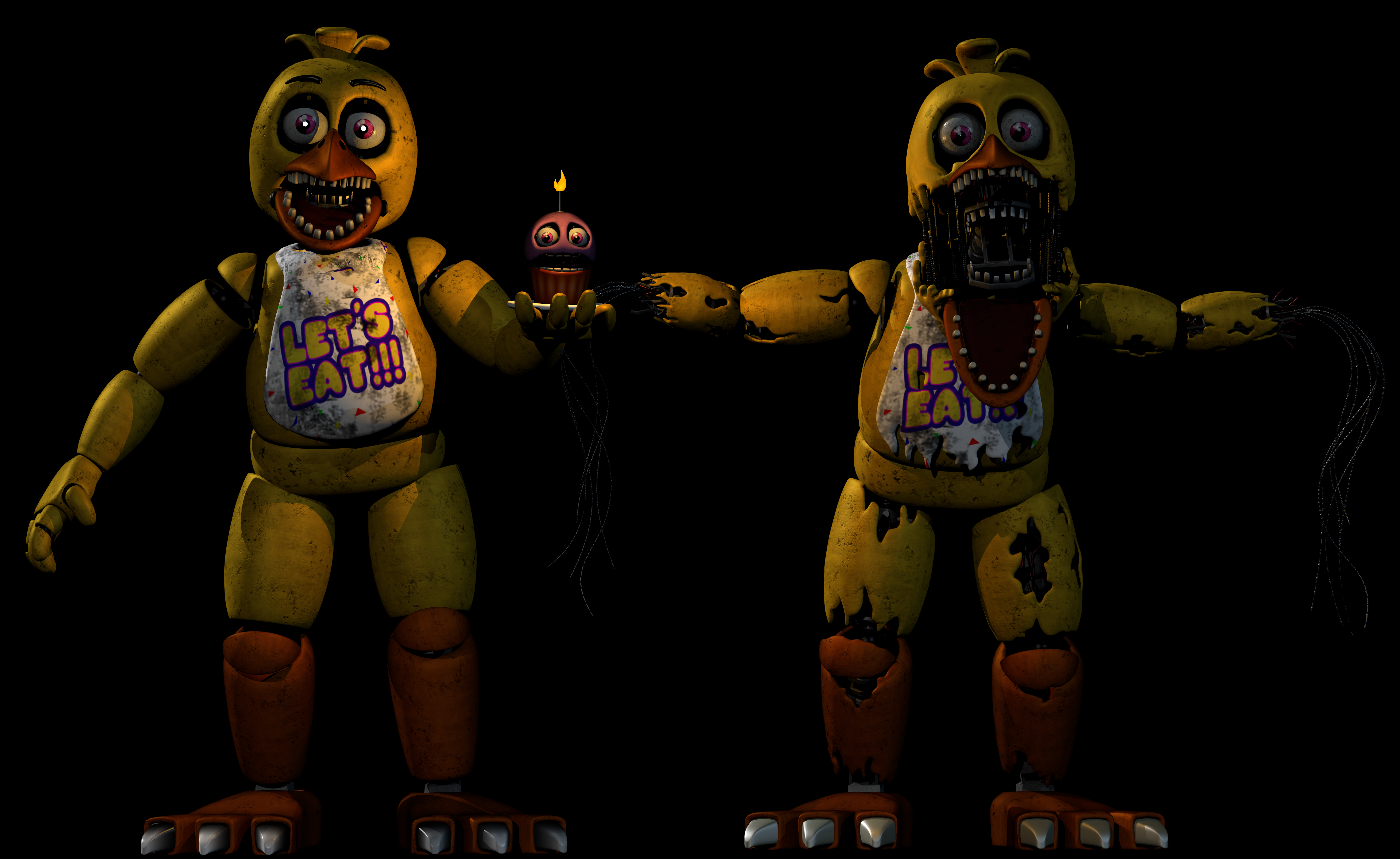 Chica and Withered Chica by Torres4 on DeviantArt