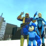 Captain Falcon and Samus, Megaman
