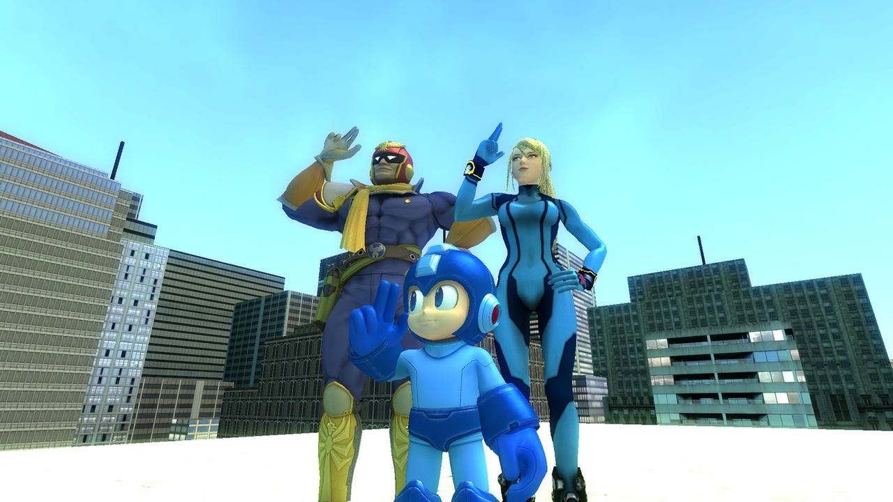 Captain Falcon and Samus, Megaman