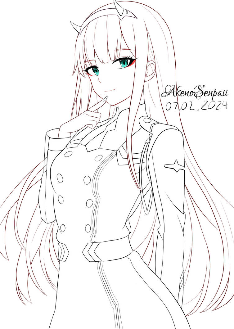 Zero Two (Lineart Version) by AkenoSenpaii on DeviantArt