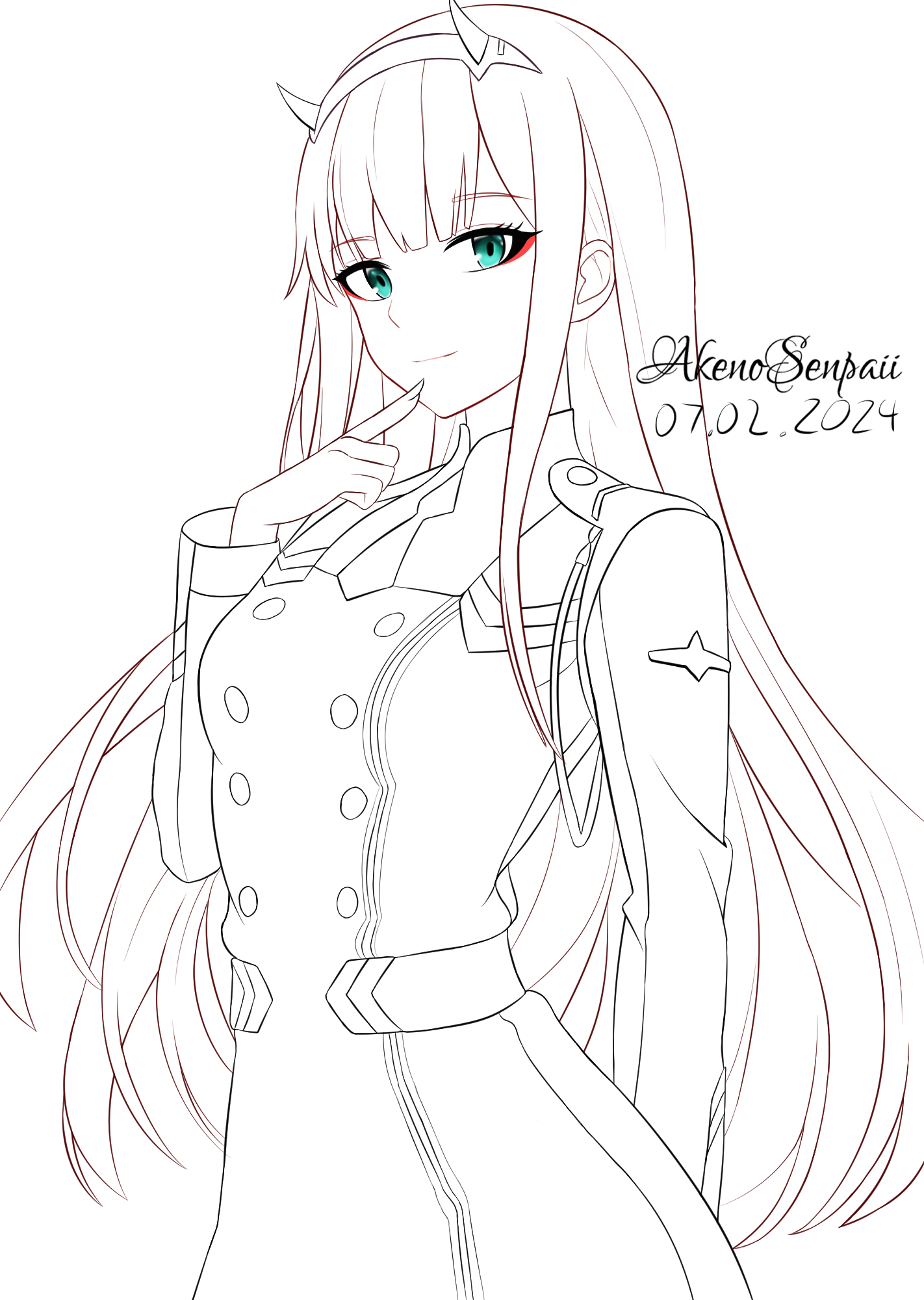 Zero Two (Lineart Version) by AkenoSenpaii on DeviantArt