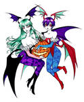 Morrigan and Lilith - Halloween Merriments by SketchMeNot-Art