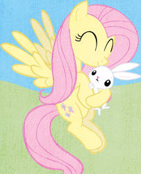 Fluttershy and Angel with an overlay