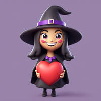 A 3d Emoji Of A Cute Smiling Witch Emoji Holding A