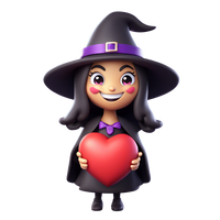 A 3d Emoji Of A Cute Smiling Witch Emoji Holding A