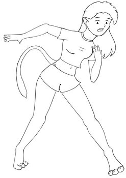 Cat Transformation Lineart