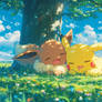 Sleepy Pika And Eevee
