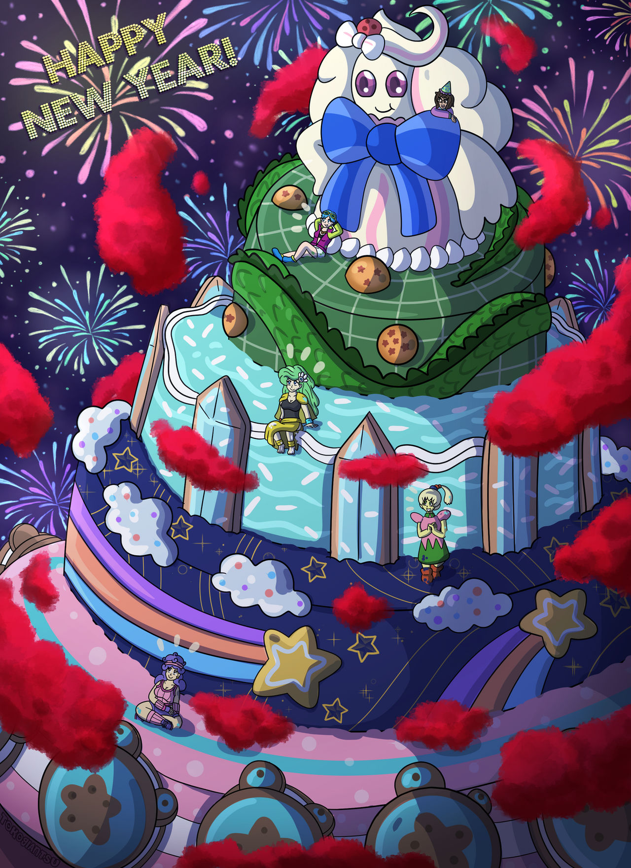 COM - Celebrating New Years atop Cake