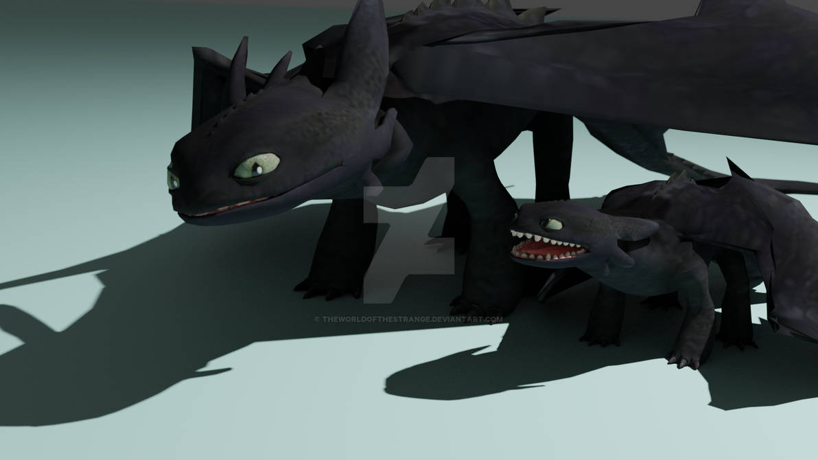 Toothless And His Child by theworldofthestrange on DeviantArt