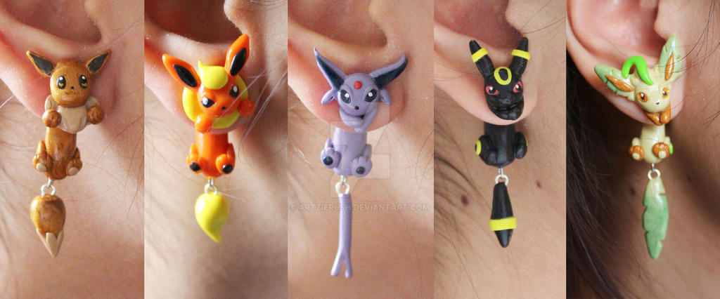 Eeveelution Pokemon Polymer Clay Earrings by ArtzieRush