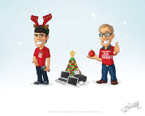 PC store crew caricatures - Christams edition