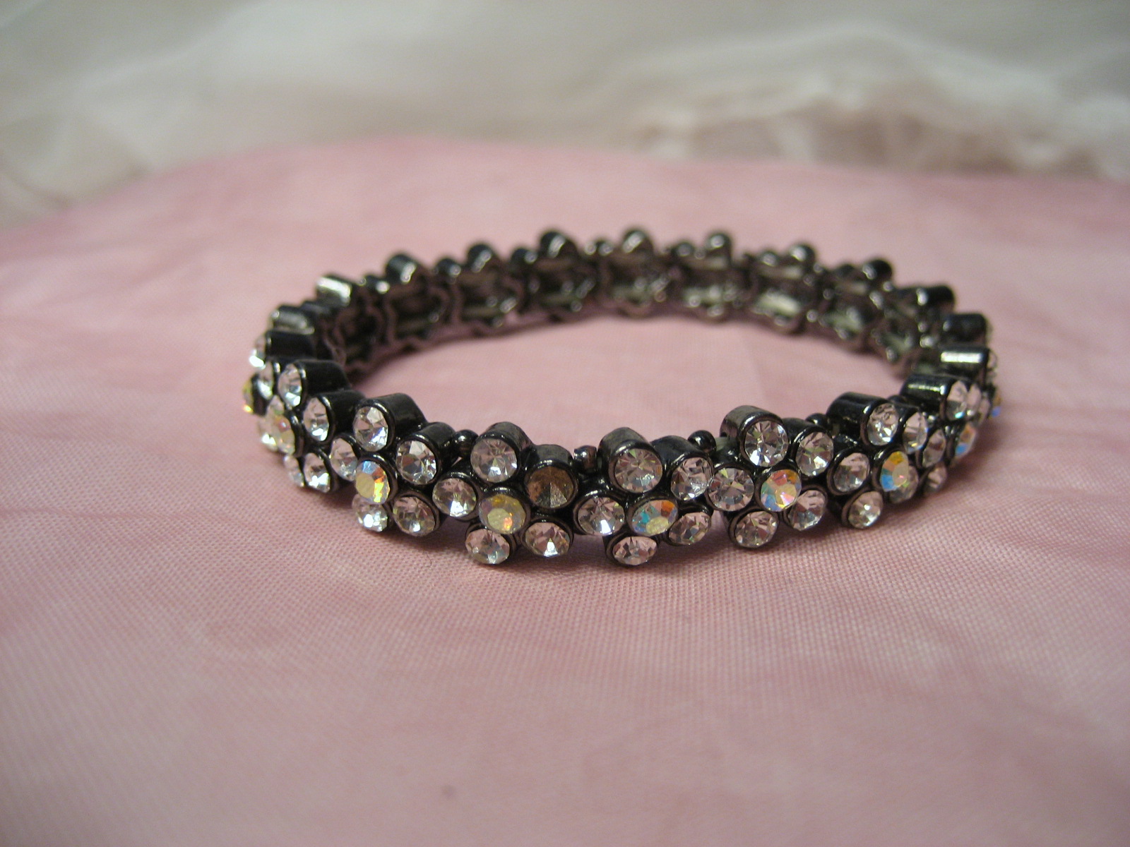 Flowered Rhinestone Bracelet