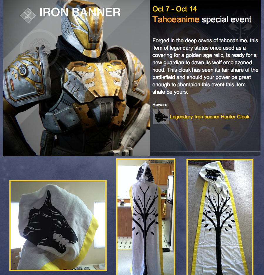 Destiny Iron Banner Cloak sale for charity (SOLD) by NEMESIS-01