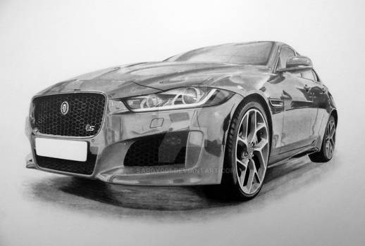 Jaguar XE S artwork in pencil