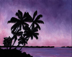 Purple Sunset and Palm Trees
