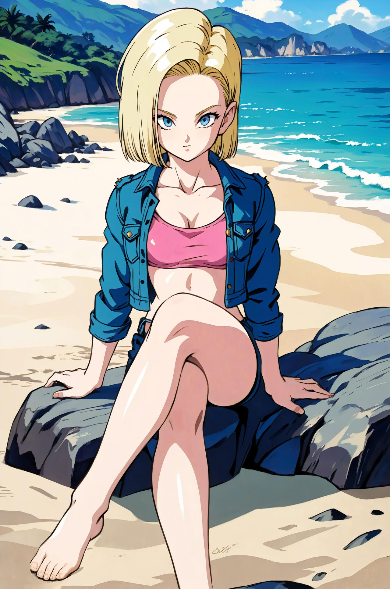 Android 18 Beach by DavesDX on DeviantArt
