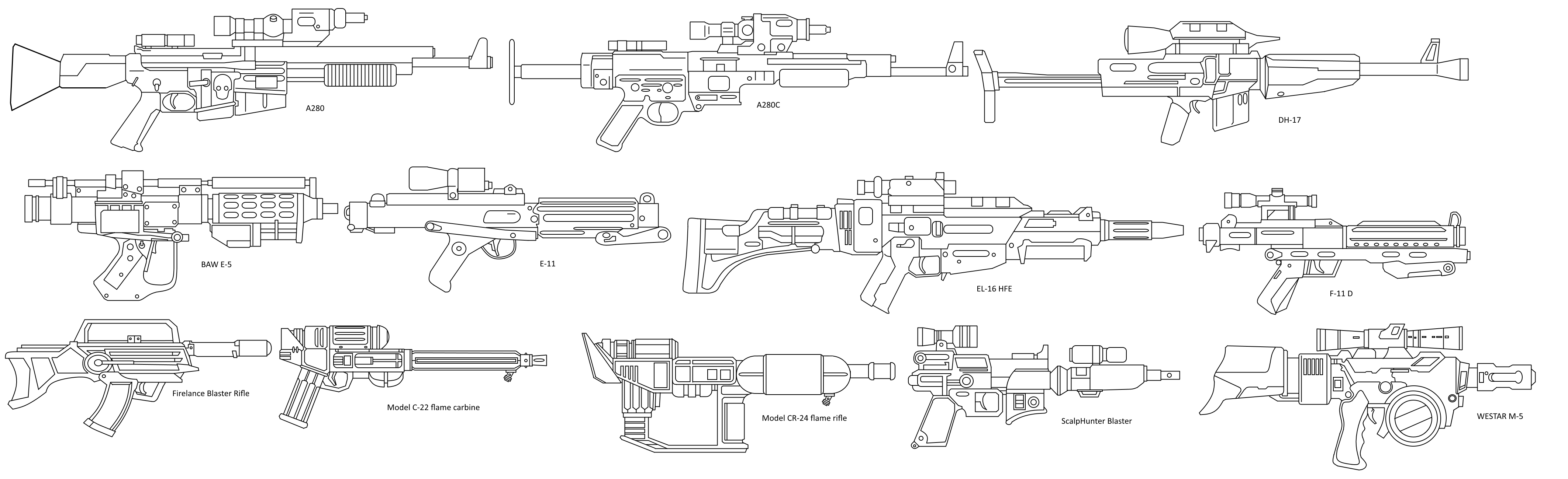 Blaster Rifle Drawing Star Wars Blaster Rifle Schematics