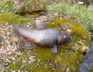 Copper Catfish Sculpture 2