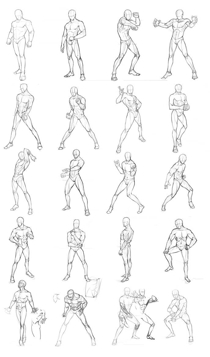 Anime Casual Male Poses Drawing.