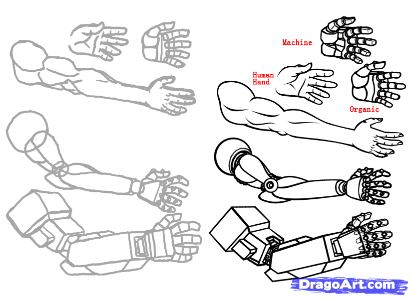 cyborg arm drawing