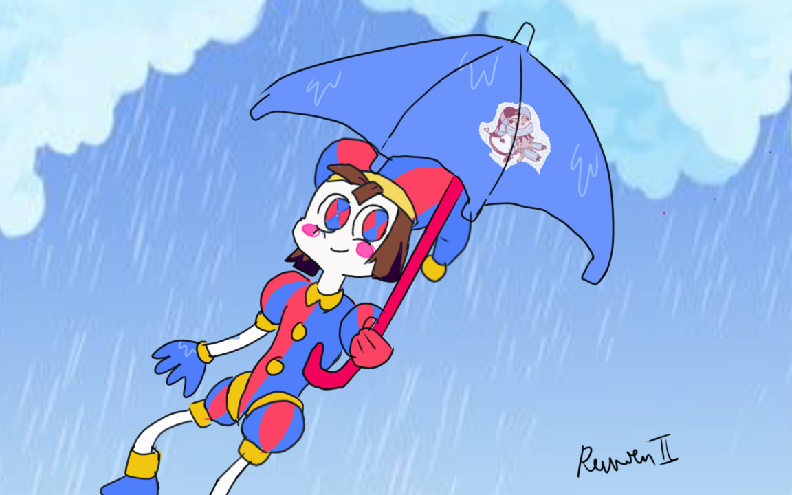 Pomni with an Umbrella