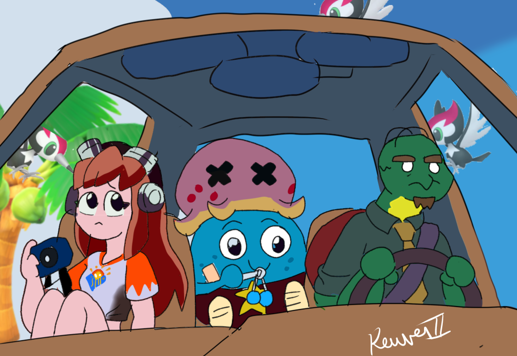 Goofy car meme but its Meggy, Auri and my OC
