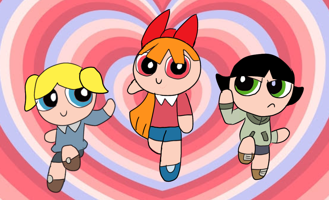 Powerpuff girls in Nobitas outfits