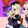 N, Uzi and V doing weird things to pocky