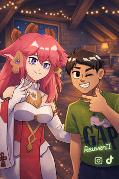 Me and Yae Miko portrait artwork