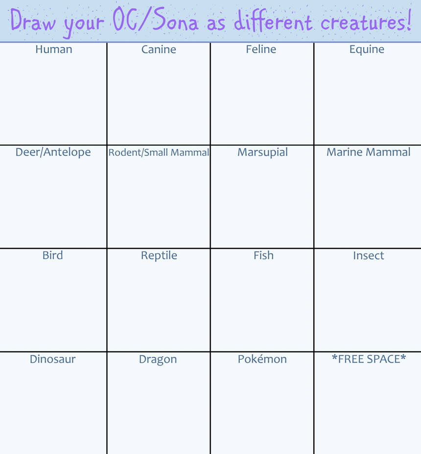 MEME TEMPLATE Draw your OC as Different Creatures by GingerTheBarnOwl