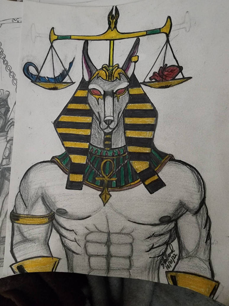 Anubis pencil drawing 1 with color by sholland13 on DeviantArt