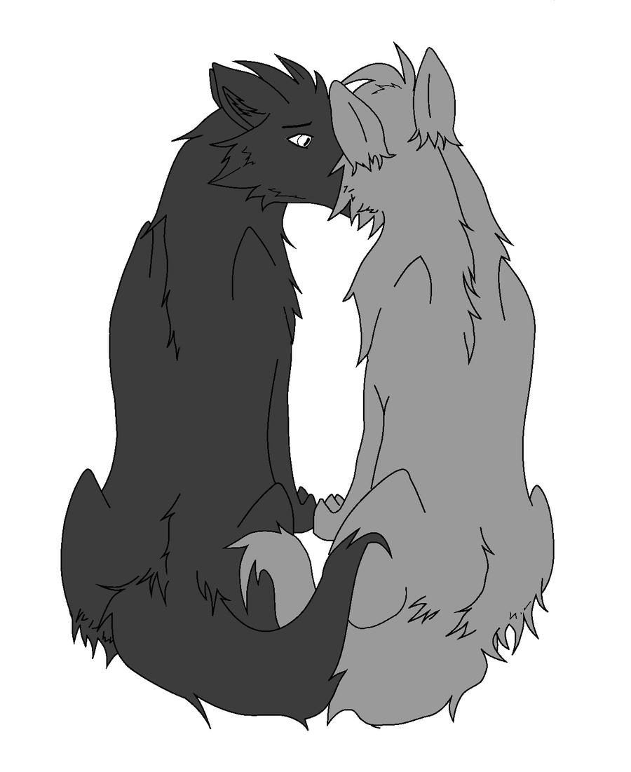 Love Wolf Base Drawing - Xilonder Wallpaper