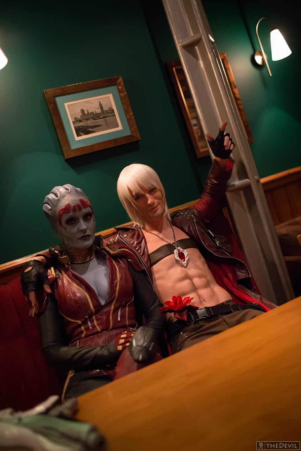 Dante having a drink w Samara Mass Effect Cosplay