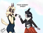 Four Horned Sheep! - Barrett and Dakota (kaggy1) by HuanDoodles