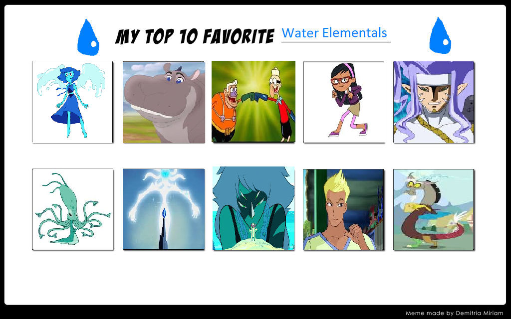 my top 10 favorite water elementals by cartoonstarreviews on DeviantArt