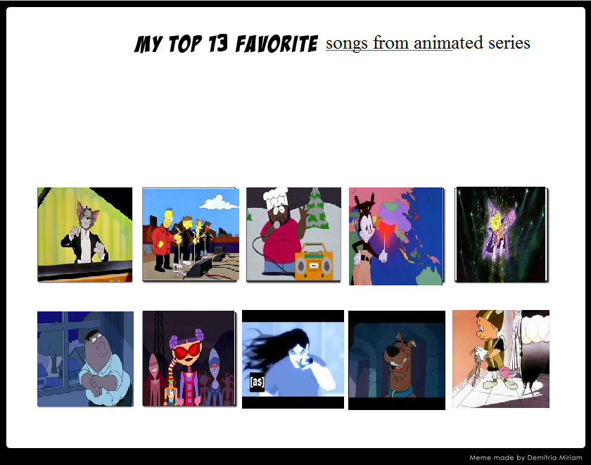 my top 10 favorite songs from animated tv shows by cartoonstarreviews ...